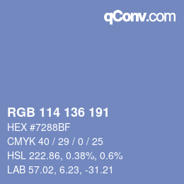 Color code: RGB 114 136 191 | qconv.com