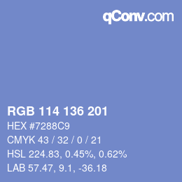 Color code: RGB 114 136 201 | qconv.com