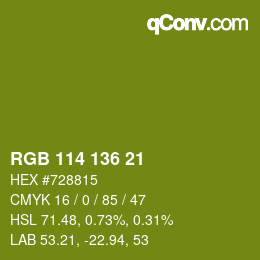 Color code: RGB 114 136 21 | qconv.com