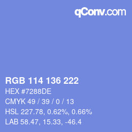 Color code: RGB 114 136 222 | qconv.com