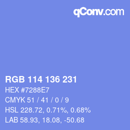 Color code: RGB 114 136 231 | qconv.com