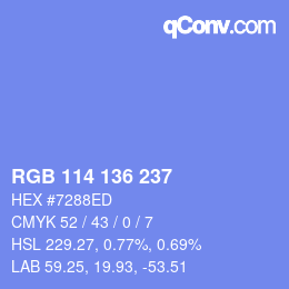 Color code: RGB 114 136 237 | qconv.com