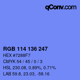 Color code: RGB 114 136 247 | qconv.com