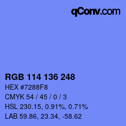 Color code: RGB 114 136 248 | qconv.com