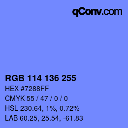 Color code: RGB 114 136 255 | qconv.com