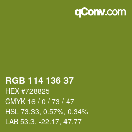 Color code: RGB 114 136 37 | qconv.com