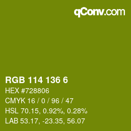 Color code: RGB 114 136 6 | qconv.com