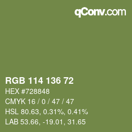 カラーコード: RGB 114 136 72 | qconv.com