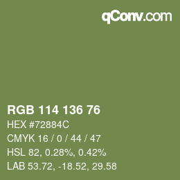 カラーコード: RGB 114 136 76 | qconv.com