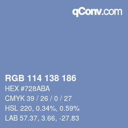 Farbcode: RGB 114 138 186 | qconv.com