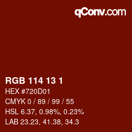 Color code: RGB 114 13 1 | qconv.com