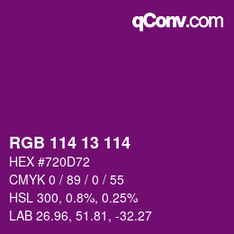 Color code: RGB 114 13 114 | qconv.com