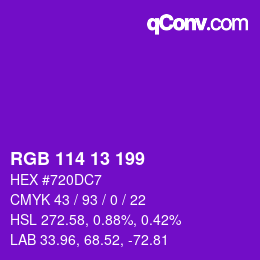 Color code: RGB 114 13 199 | qconv.com