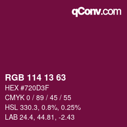 Color code: RGB 114 13 63 | qconv.com