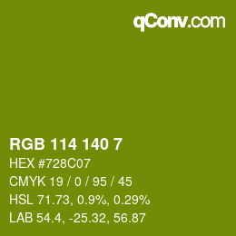 Color code: RGB 114 140 7 | qconv.com