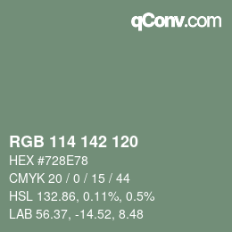 Código de color: RGB 114 142 120 | qconv.com