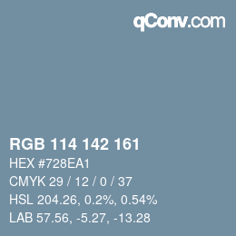 Farbcode: RGB 114 142 161 | qconv.com