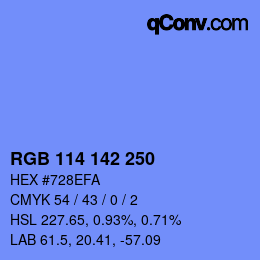 Color code: RGB 114 142 250 | qconv.com