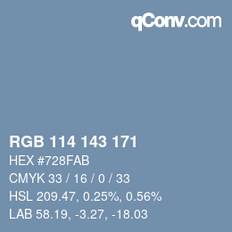 カラーコード: RGB 114 143 171 | qconv.com