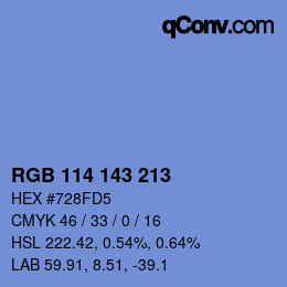 Color code: RGB 114 143 213 | qconv.com