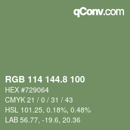 カラーコード: RGB 114 144.8 100 | qconv.com