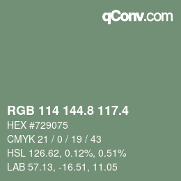 カラーコード: RGB 114 144.8 117.4 | qconv.com