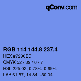 カラーコード: RGB 114 144.8 237.4 | qconv.com