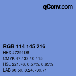 カラーコード: RGB 114 145 216 | qconv.com