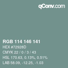 颜色代码: RGB 114 146 141 | qconv.com