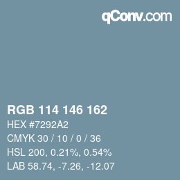Color code: RGB 114 146 162 | qconv.com