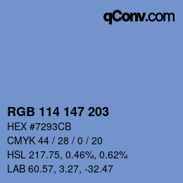 Código de color: RGB 114 147 203 | qconv.com