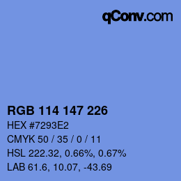 Color code: RGB 114 147 226 | qconv.com
