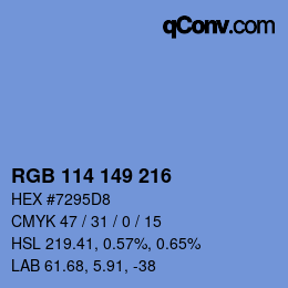 Color code: RGB 114 149 216 | qconv.com