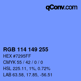 Color code: RGB 114 149 255 | qconv.com