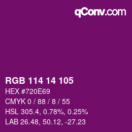 Color code: RGB 114 14 105 | qconv.com