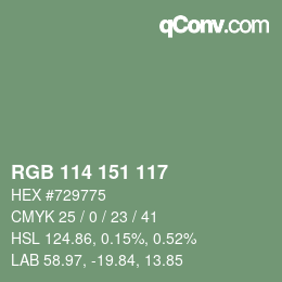 Color code: RGB 114 151 117 | qconv.com