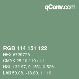 Código de color: RGB 114 151 122 | qconv.com