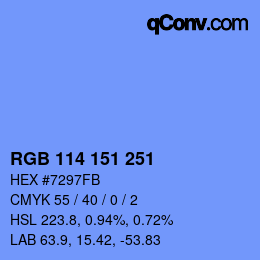 Color code: RGB 114 151 251 | qconv.com