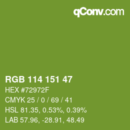 Color code: RGB 114 151 47 | qconv.com