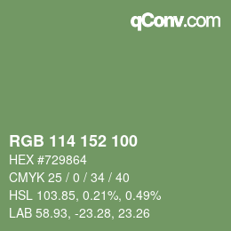 Color code: RGB 114 152 100 | qconv.com
