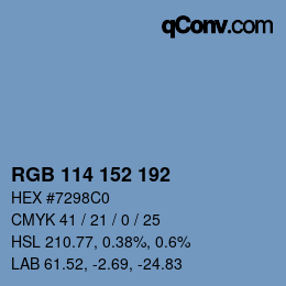 颜色代码: RGB 114 152 192 | qconv.com