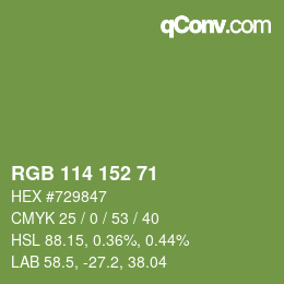 Código de color: RGB 114 152 71 | qconv.com