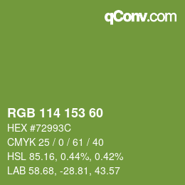 Color code: RGB 114 153 60 | qconv.com