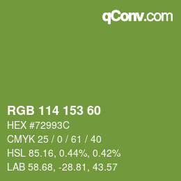 Color code: RGB 114 153 60 | qconv.com