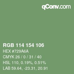 Código de color: RGB 114 154 106 | qconv.com