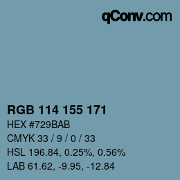 Color code: RGB 114 155 171 | qconv.com
