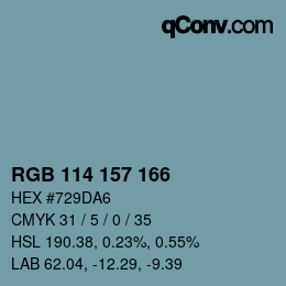 Código de color: RGB 114 157 166 | qconv.com