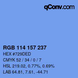 Color code: RGB 114 157 237 | qconv.com