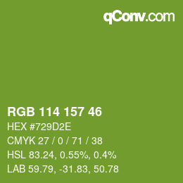 カラーコード: RGB 114 157 46 | qconv.com
