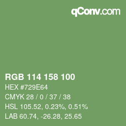 カラーコード: RGB 114 158 100 | qconv.com
